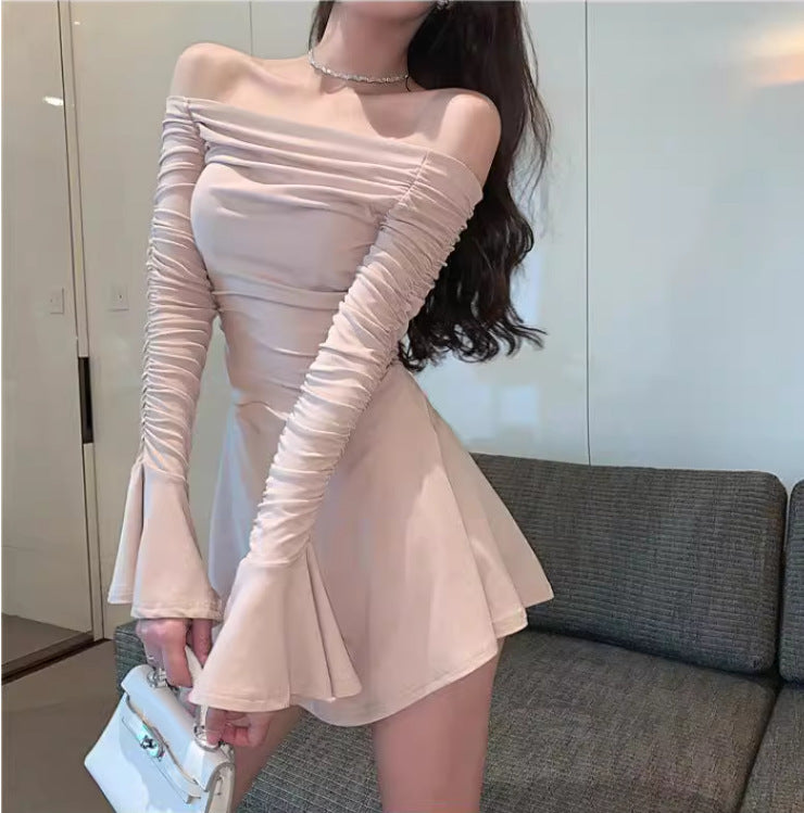 Slimming Flared Long Sleeve A- Line Slimming Dress
