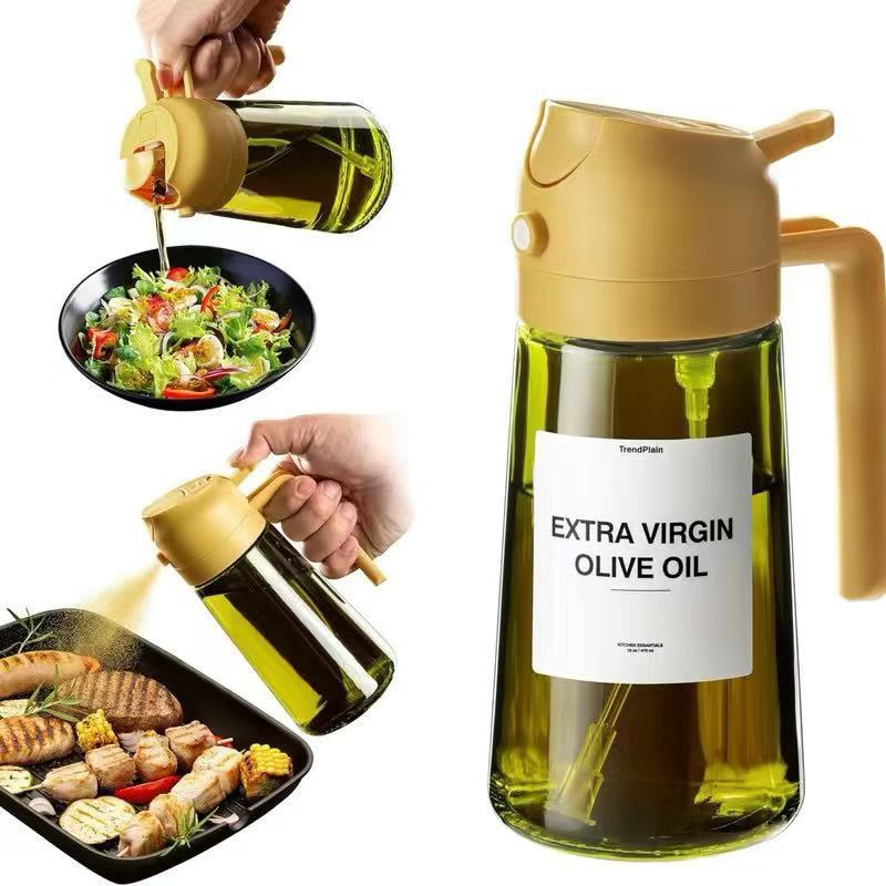 Portable Light-shielding Spray Oil Bottle, All-in-one Glass Oil Bottle, Olive Oil Sprayer
