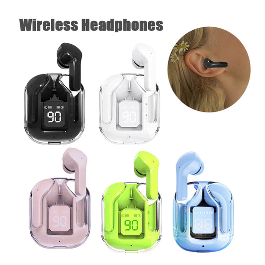 New Mini Transparent Wireless Bluetooth Headset Digital Display cc ENC Noise Reduction True Wireless Sports Music