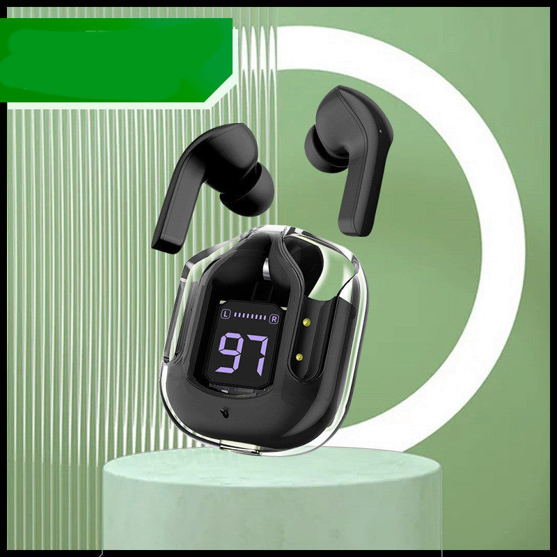 New Mini Transparent Wireless Bluetooth Headset Digital Display cc ENC Noise Reduction True Wireless Sports Music