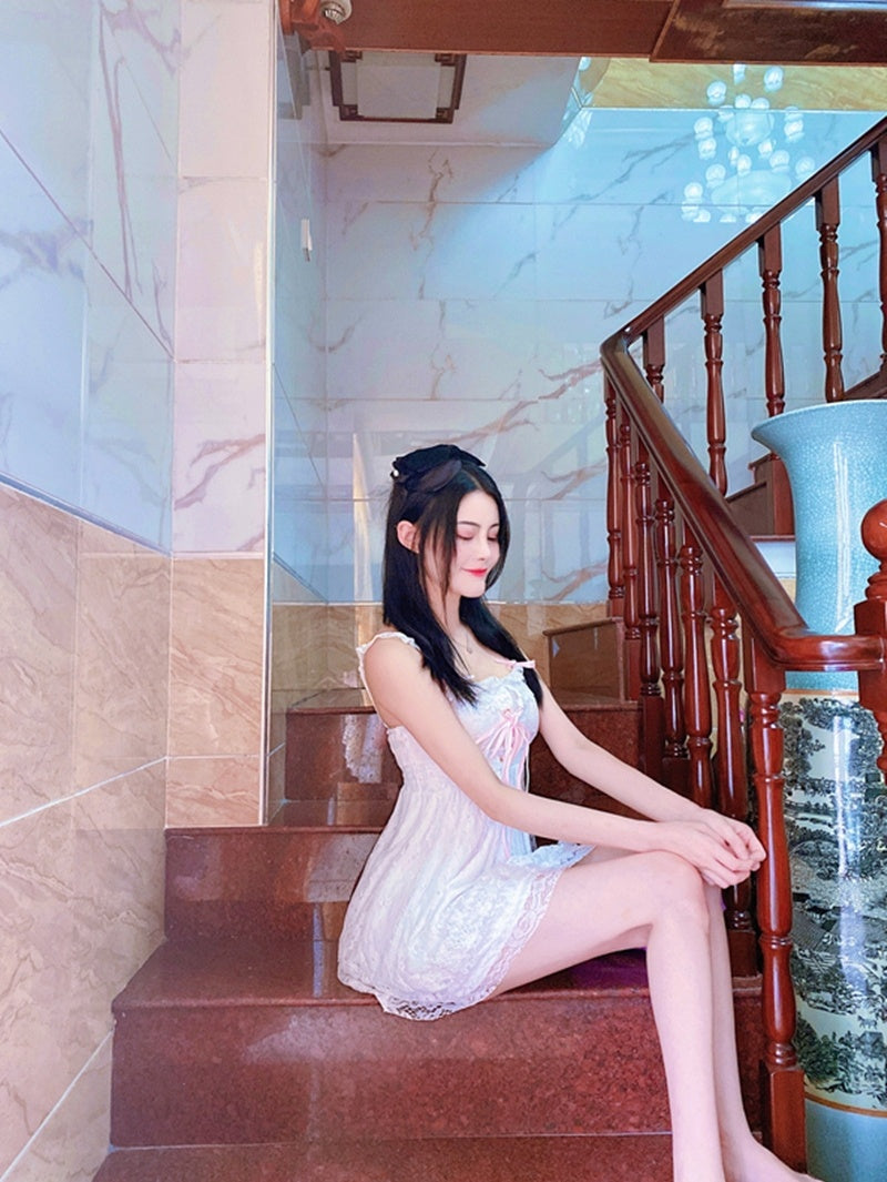 Lace High Waist Sling All-match Girl Dress