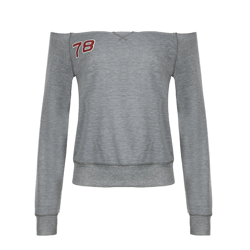 Printed Waist-controlled Midriff-baring Long Sleeve Casual Sweatshirt Sexy