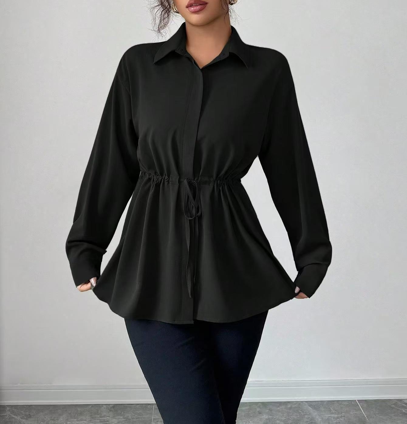 Solid Color Casual Women's Long-sleeved Shirt