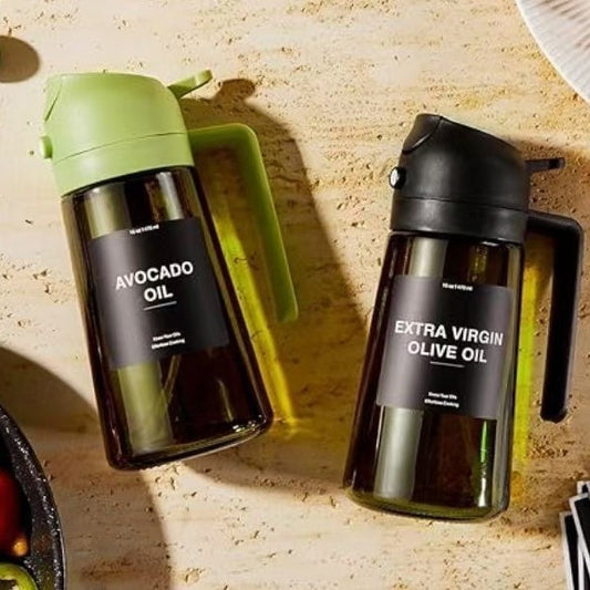 Portable Light-shielding Spray Oil Bottle, All-in-one  Glass Oil Bottle, Olive Oil Sprayer