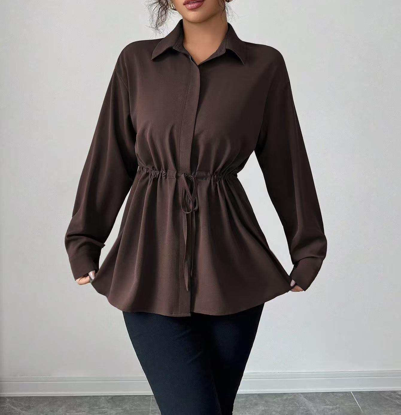 Solid Color Casual Women's Long-sleeved Shirt
