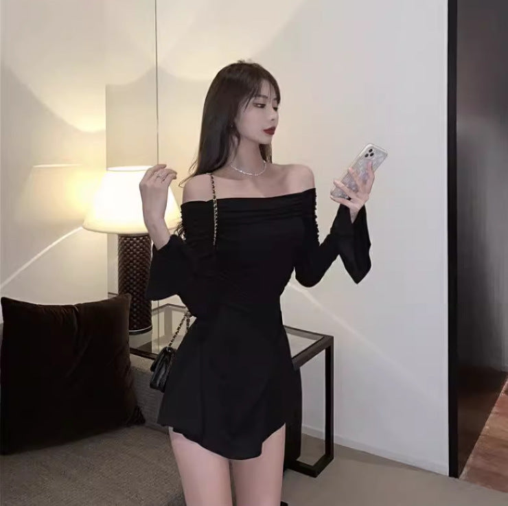 Slimming Flared Long Sleeve A- Line Slimming Dress