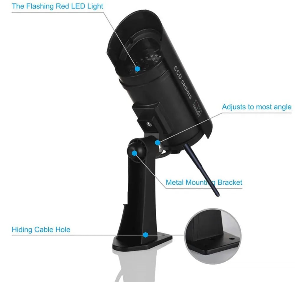 Dummy camera cctv video surveillance cameras w/ wifi antenna infared IR LED flashing battery powered security fake camera