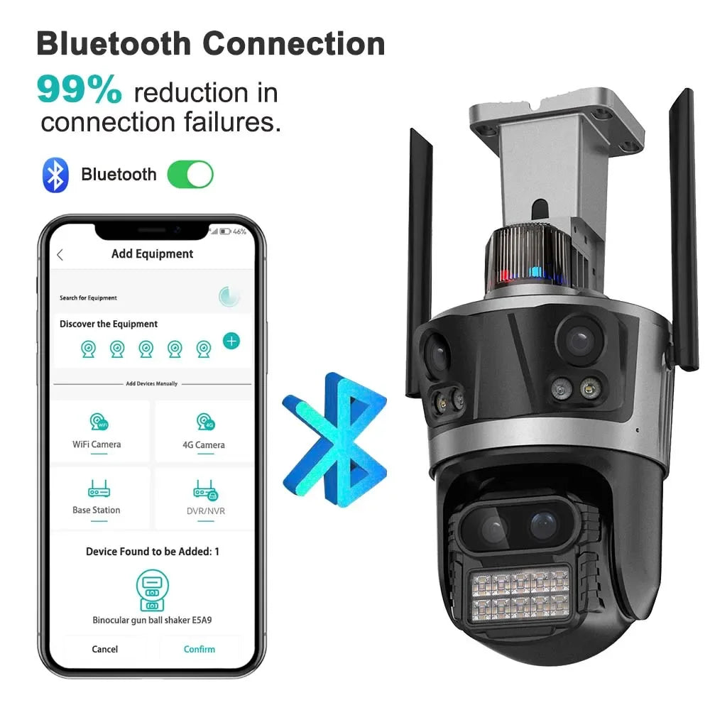 ICsee Security Camera 8K 16MP Four Lens 8X Zoom Outdoor WiFi Wireless CCTV Video Surveillance Auto Tracking Home Protection