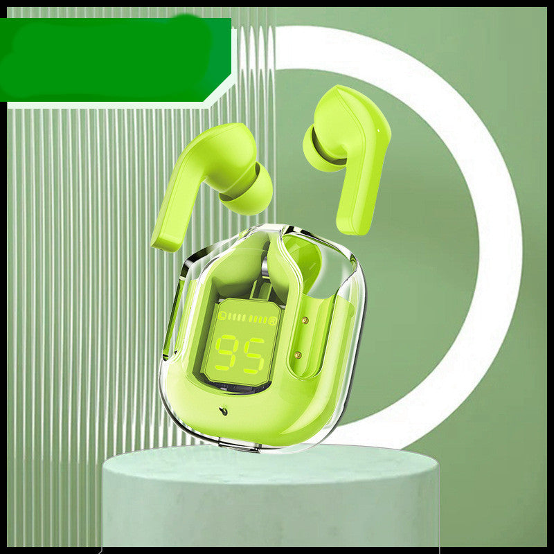 New Mini Transparent Wireless Bluetooth Headset Digital Display cc ENC Noise Reduction True Wireless Sports Music