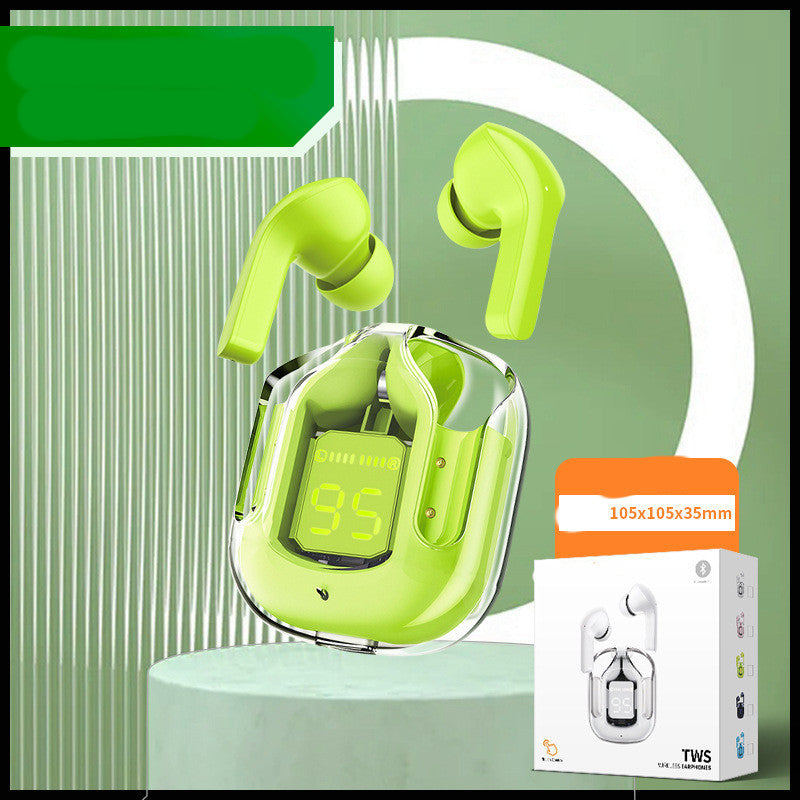 New Mini Transparent Wireless Bluetooth Headset Digital Display cc ENC Noise Reduction True Wireless Sports Music