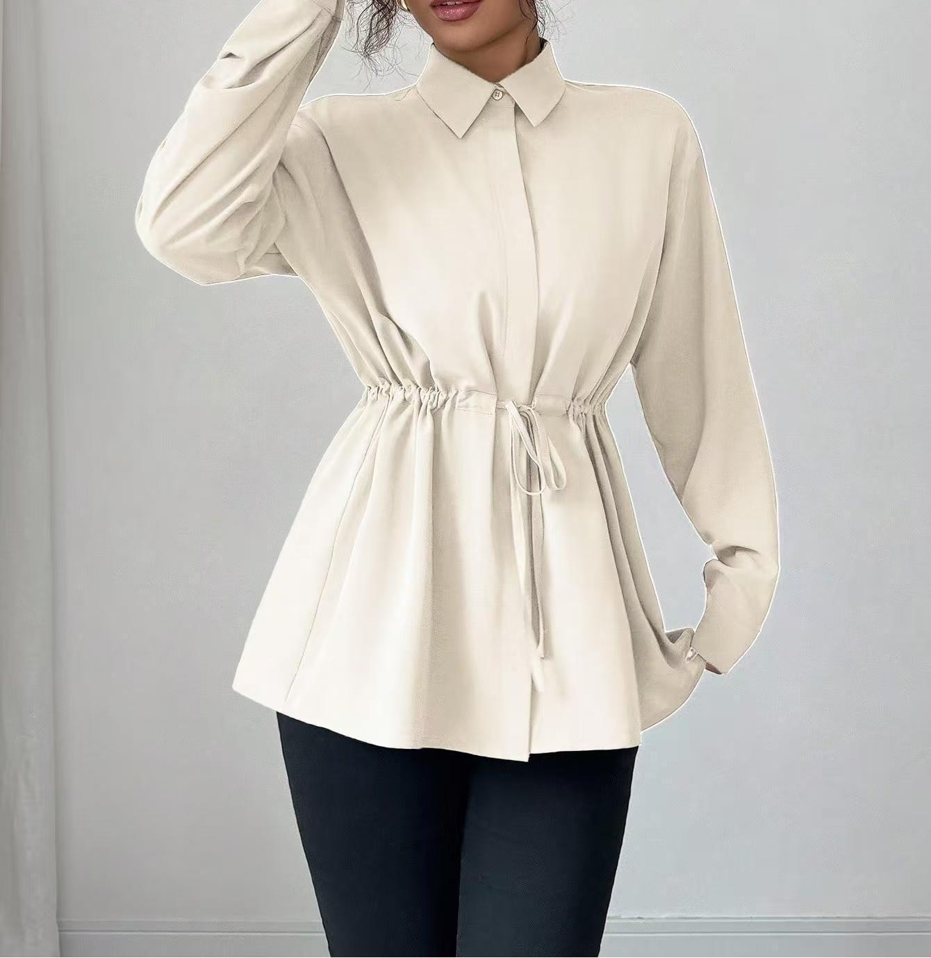 Solid Color Casual Women's Long-sleeved Shirt
