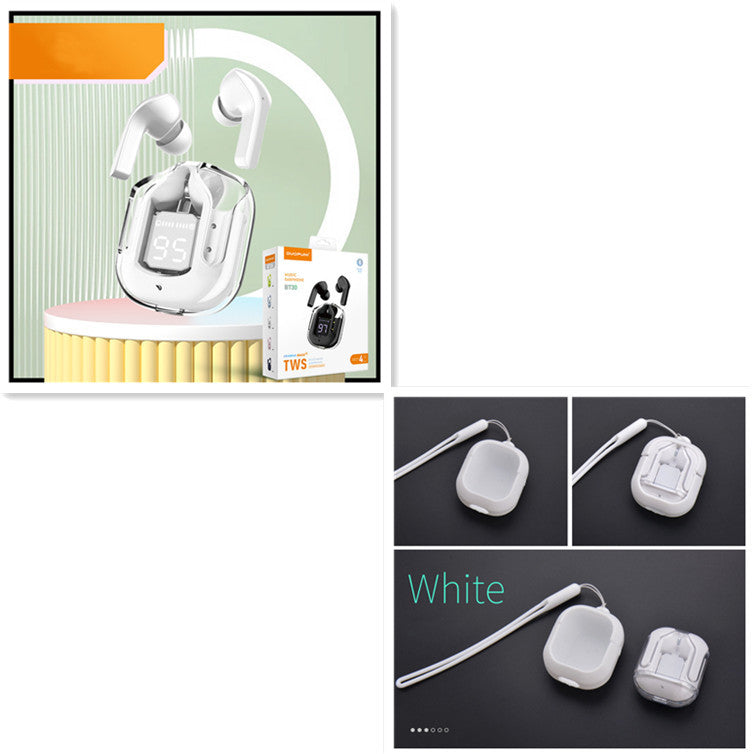 New Mini Transparent Wireless Bluetooth Headset Digital Display cc ENC Noise Reduction True Wireless Sports Music